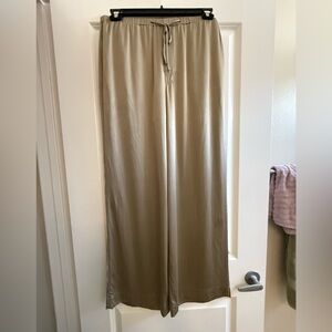 Vince 100% Silk Taupe Wide-Leg Palazzo Pants - Large